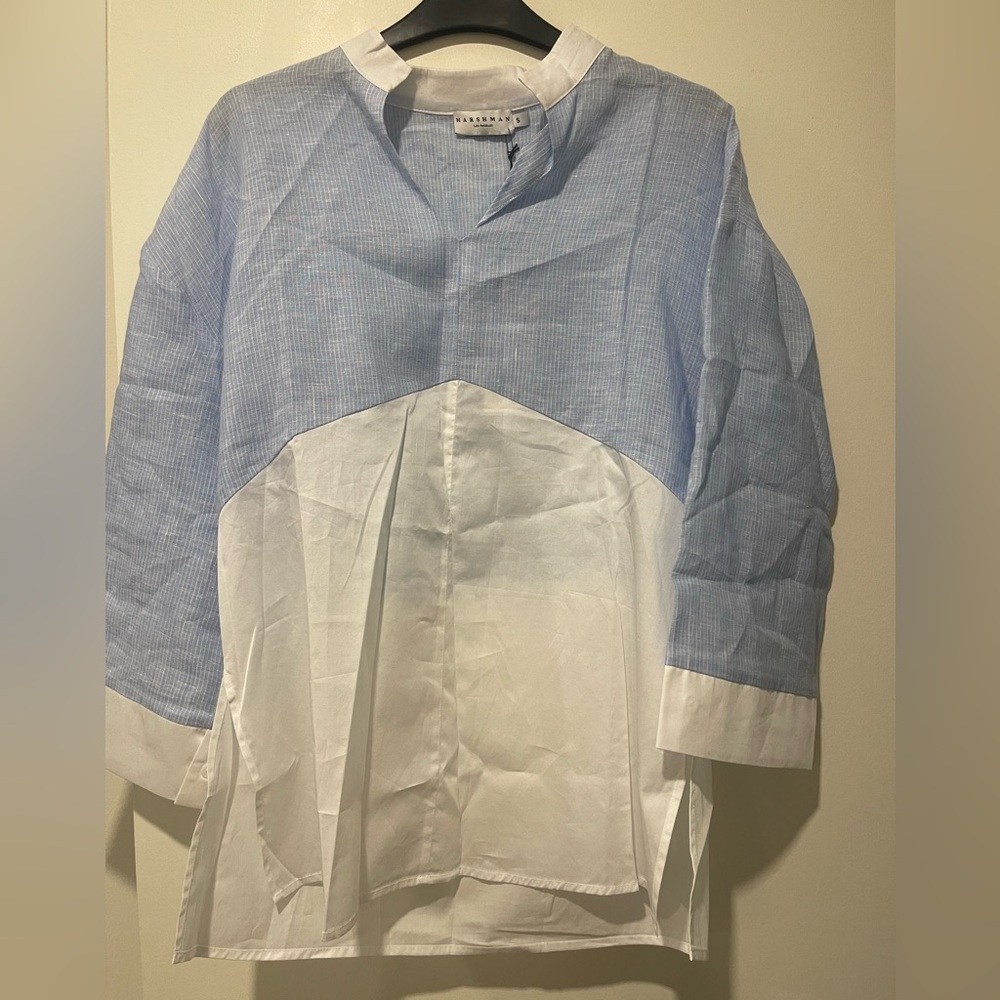 Balmain Blue and White Button Down Shirt